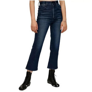 Moussy Vintage Emma Cropped Flare Jeans in Dark Wash Size 25